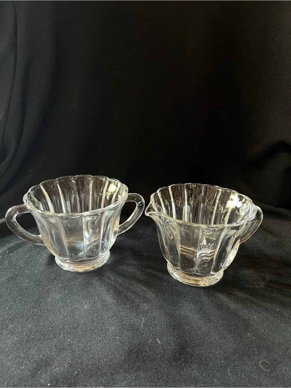 Imperial Glass Creamer and Sugar Set - Elegant Vintage Pillar Flute